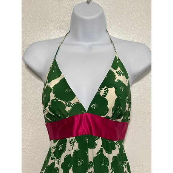 Donna Morgan Babydoll Maxi Dress 6 Green Floral Designer Summer Luxury Resort - Picture 2 of 13